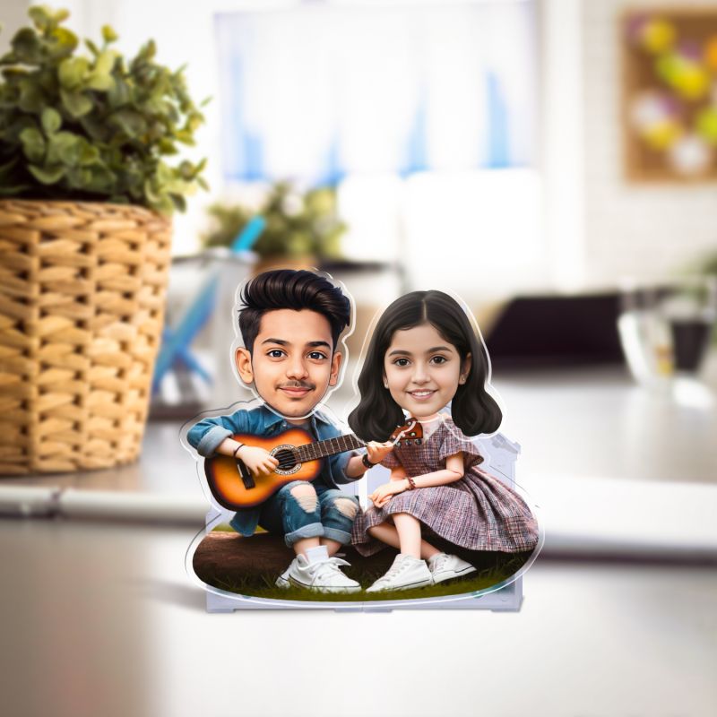 Personalized Couple Bobblehead Caricature Gift for Husband, Wife, Girlfriend, Boyfriend & Friends Solar Powered Moving Head Couple Gift for Birthday (Guitar Theme Couple)